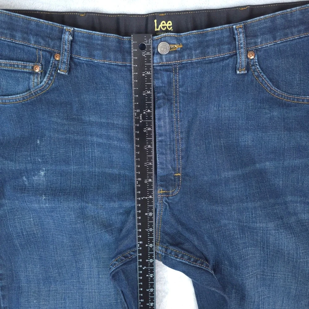 Lee Relaxed Fit Jeans Men 44x30 Blue Denim Stretch Straight Leg Workwear Comfort